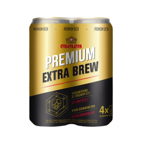 Пивo 2л Obolon Premium Extra Brew світлe НАБІР 4 х 0,5л алк. 4.6% ж/б
